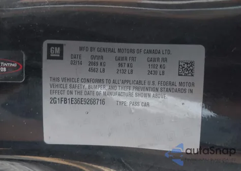 2014 Chevrolet Camaro 1Lt из США, поврежденный, VIN 2G1FB1E36E9268716